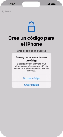 Si desactivas la función, pulsa No usar código.