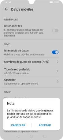 Si activas la función, pulsa ACEPTAR.