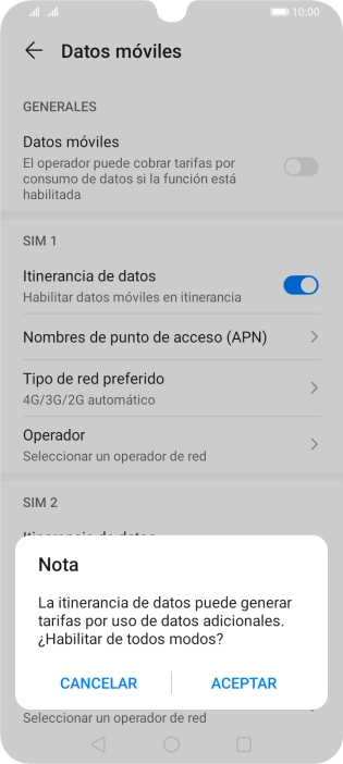 Si activas la función, pulsa ACEPTAR.