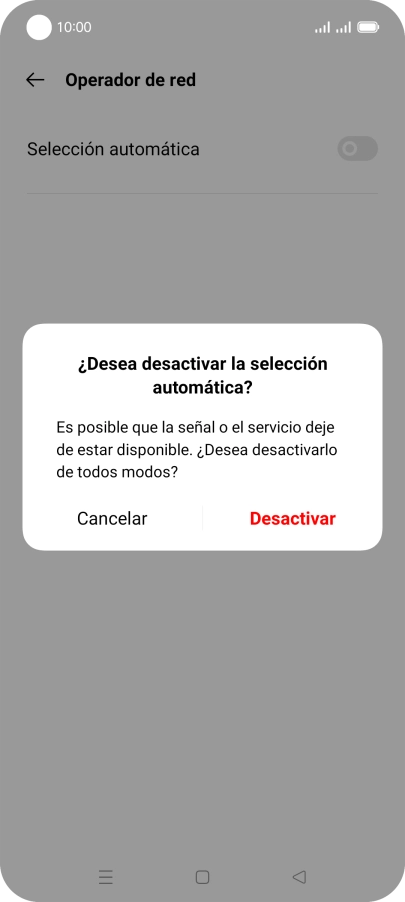 Pulsa Desactivar para desactivar la función y espera mientras el teléfono está buscando redes.
