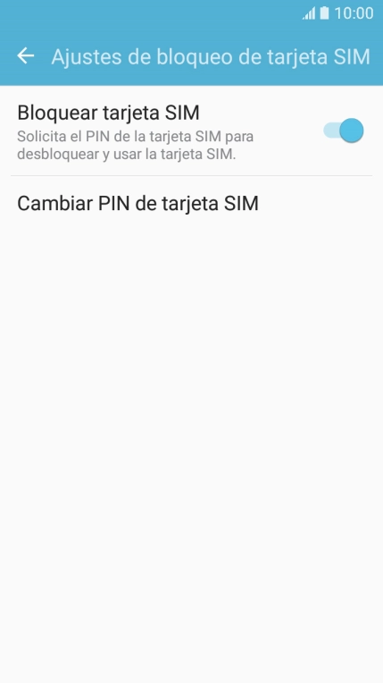 Pulsa Bloquear tarjeta SIM para activar o desactivar la función.