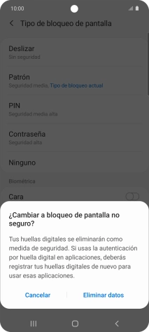 Pulsa Eliminar datos.
