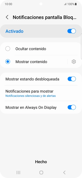 Pulsa los ajustes deseados para activarlos o desactivarlos.
