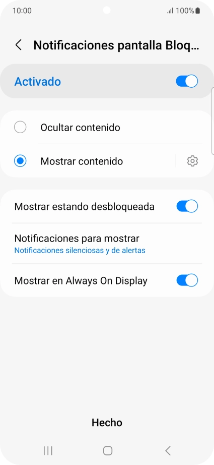 Pulsa los ajustes deseados para activarlos o desactivarlos.