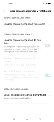Pulsa Volver al estado de fábrica (borrar todo).