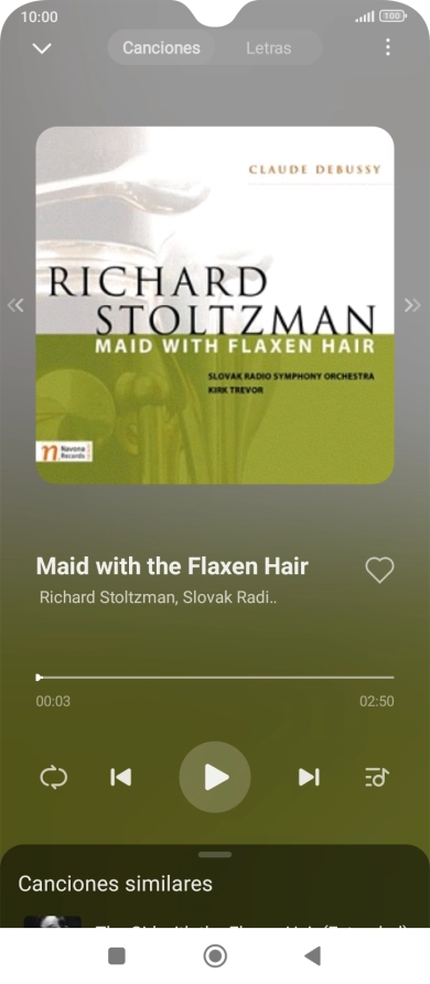 Pulsa la flecha hacia la derecha para ir al archivo de música siguiente.