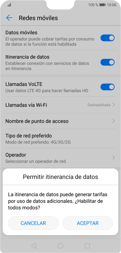 Si activas la función, pulsa ACEPTAR.
