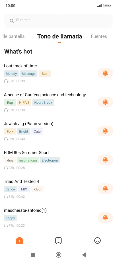 Pulsa los timbres de llamada deseados para escucharlos.