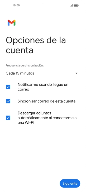 Si aparece en la pantalla esta imagen, tu cuenta de correo electrónico ha sido reconocida y configurada automáticamente. Sigue las indicaciones de la pantalla para introducir más información y terminar la configuración.