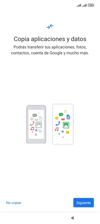 Puedes transferir el contenido de otro teléfono cuando activas tu teléfono por primera vez y cuando lo has restablecido. Cuando aparezca en la pantalla del teléfono esta imagen, ya está listo para la transmisión del contenido del otro teléfono.