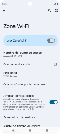 Pulsa Contraseña del punto de acceso.