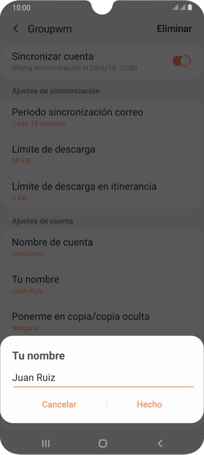 Introduce el nombre deseado y pulsa Hecho.
