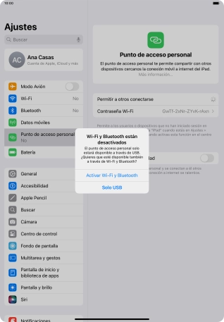 Si el wifi está desactivado, pulsa Activar Wi-Fi y Bluetooth.