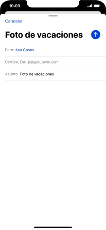 Pulsa en el campo de escritura  y escribe el texto del correo electrónico.