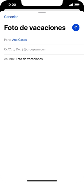Pulsa en el campo de escritura  y escribe el texto del correo electrónico.