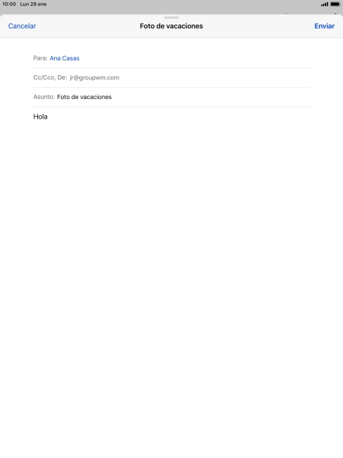 Pulsa en el campo de escritura durante unos instantes hasta que aparezca un menú emergente en la pantalla.