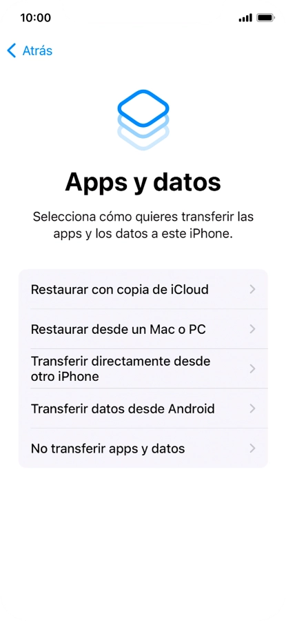 Puedes transferir el contenido de otro teléfono Android cuando el teléfono se activa antes de utilizarlo por primera vez y cuando lo restableces. Cuando aparece esta imagen de pantalla, el teléfono está listo para la transferencia de contenido desde otro teléfono Android.