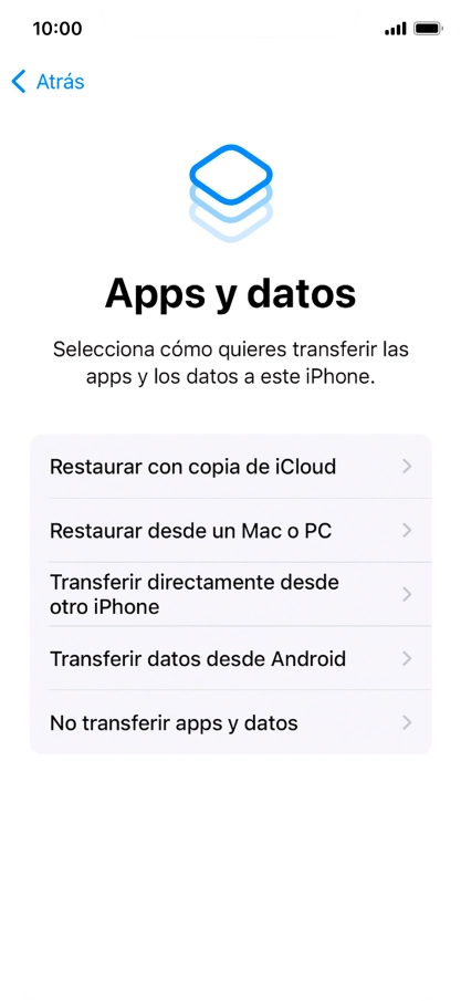 Puedes transferir el contenido de otro teléfono Android cuando el teléfono se activa antes de utilizarlo por primera vez y cuando lo restableces. Cuando aparece esta imagen de pantalla, el teléfono está listo para la transferencia de contenido desde otro teléfono Android.
