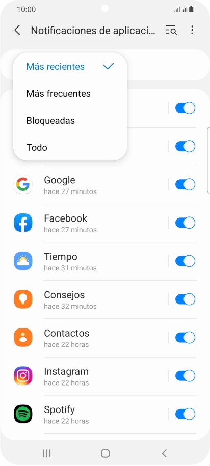 Pulsa el ajuste deseado.