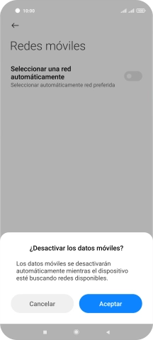 Pulsa Aceptar y espera mientras el teléfono está buscando redes.