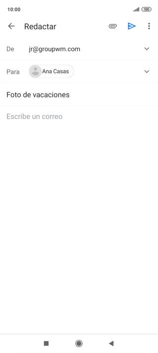 Pulsa en el campo de escritura  y escribe el texto del correo electrónico.