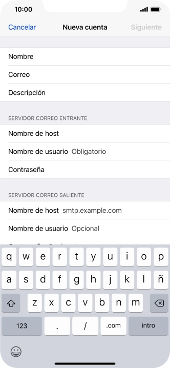 Pulsa Nombre de usuario e introduce el nombre de usuario de tu cuenta de correo electrónico.