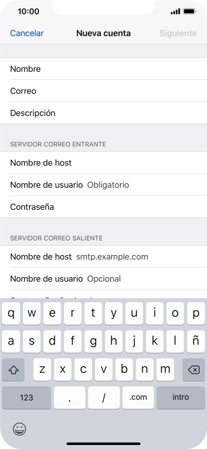 Pulsa Nombre de usuario e introduce el nombre de usuario de tu cuenta de correo electrónico.