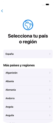 Pulsa el país o el área deseados.