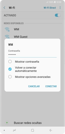 Introduce la contraseña de la red wifi y pulsa CONECTAR.
