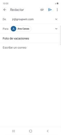 Pulsa en el campo de escritura  y escribe el texto del correo electrónico.