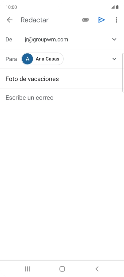 Pulsa en el campo de escritura  y escribe el texto del correo electrónico.