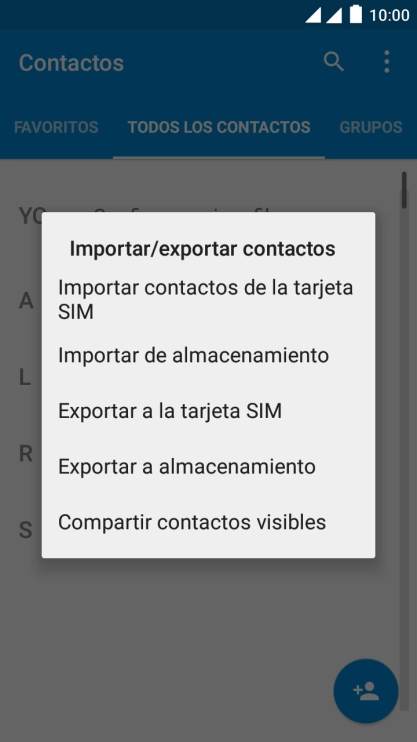 Pulsa Importar contactos de la tarjeta SIM.