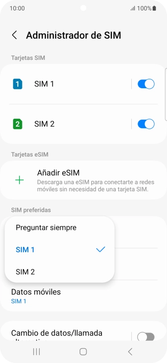 Pulsa el ajuste deseado.