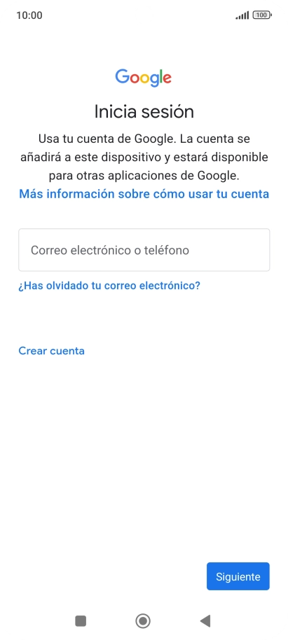 Si no tienes una cuenta de Google, pulsa Crear cuenta y sigue las indicaciones de la pantalla para ver cómo crear una cuenta nueva.