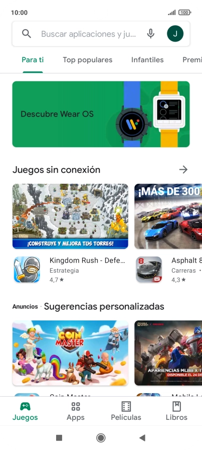 Pulsa en el campo de búsqueda.