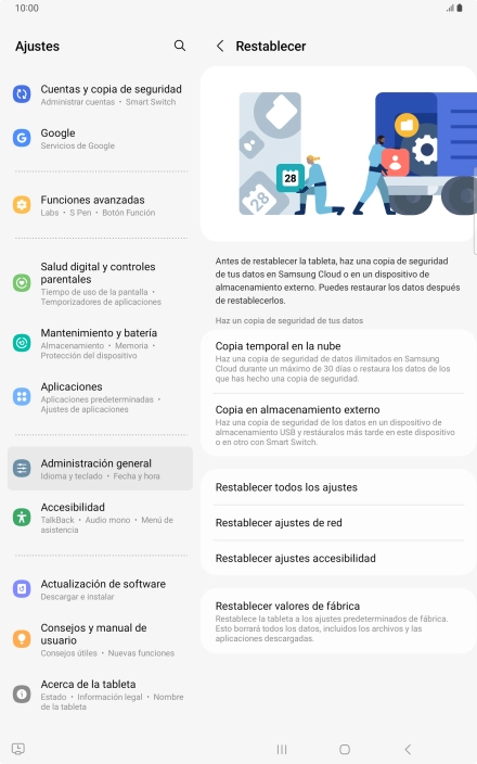 Pulsa Restablecer ajustes de red.