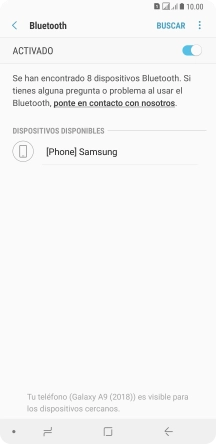 Pulsa el dispositivo Bluetooth deseado y sigue las indicaciones de la pantalla para vincular el dispositivo al teléfono.