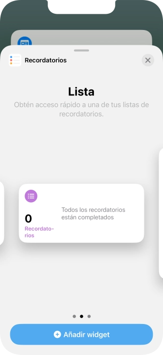 Desliza el dedo hacia la derecha o hacia la izquierda por la pantalla para seleccionar el tamaño de widget deseado.