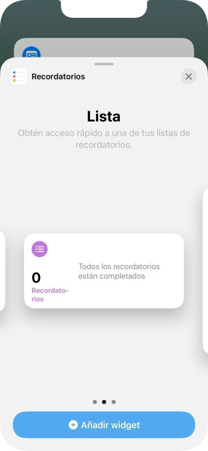 Desliza el dedo hacia la derecha o hacia la izquierda por la pantalla para seleccionar el tamaño de widget deseado.