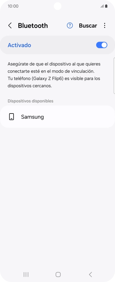 Pulsa el dispositivo Bluetooth deseado y sigue las indicaciones de la pantalla para vincular el dispositivo al teléfono.