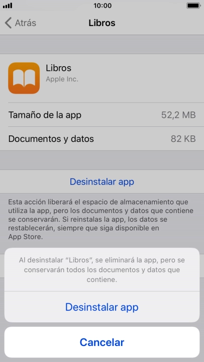 Pulsa Desinstalar app.