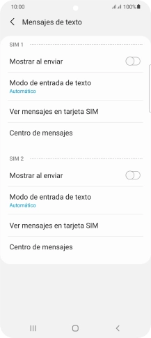 Pulsa Centro de mensajes bajo la tarjeta SIM deseada.