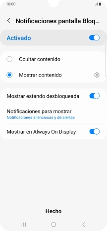 Pulsa los ajustes deseados para activarlos o desactivarlos.