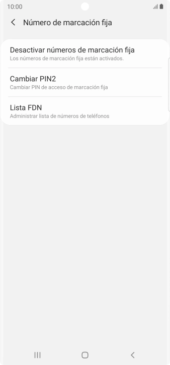 Pulsa Desactivar números de marcación fija.