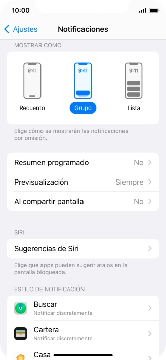 Pulsa Resumen programado.