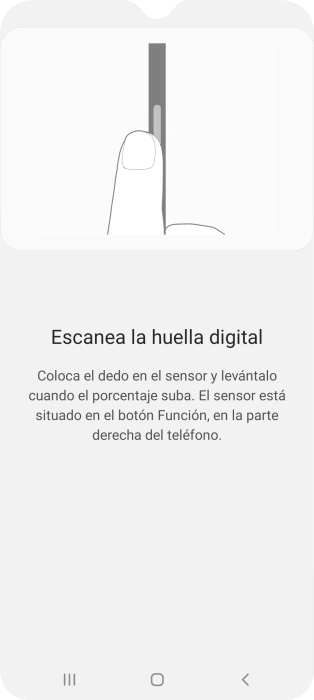 Sigue las indicaciones de la pantalla para crear una huella digital como código de seguridad.