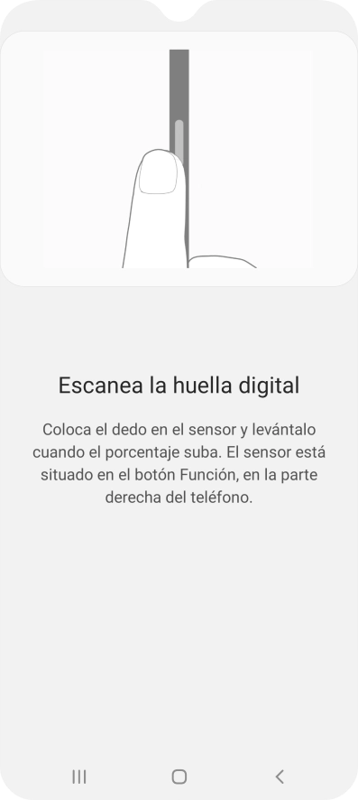 Sigue las indicaciones de la pantalla para crear una huella digital como código de seguridad.