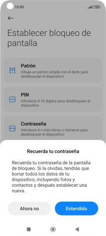 Pulsa Entendido y sigue las indicaciones de la pantalla para crear un código de seguridad del teléfono adicional.