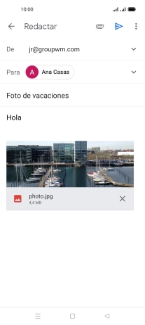 Pulsa el icono de envío cuando termines de escribir el correo electrónico.