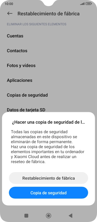 Pulsa Restablecimiento de fábrica.